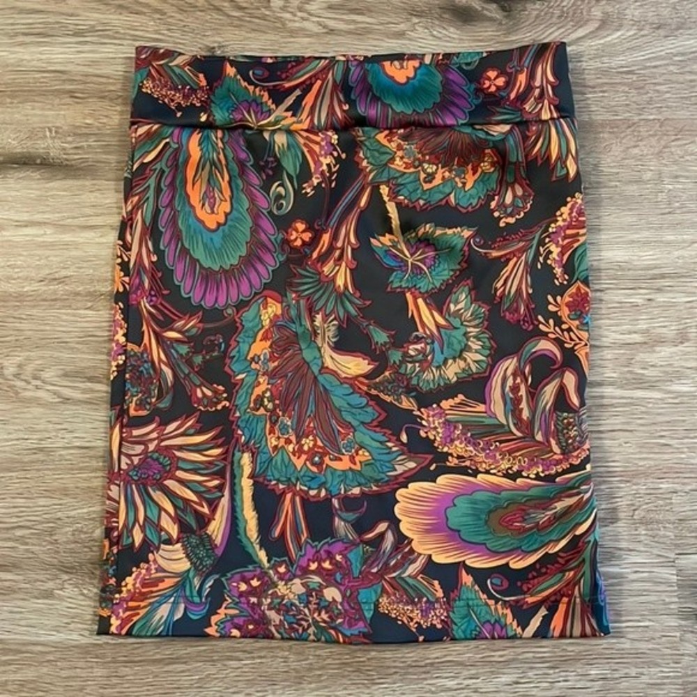 Vintage Peacock Patterned Pencil Skirt